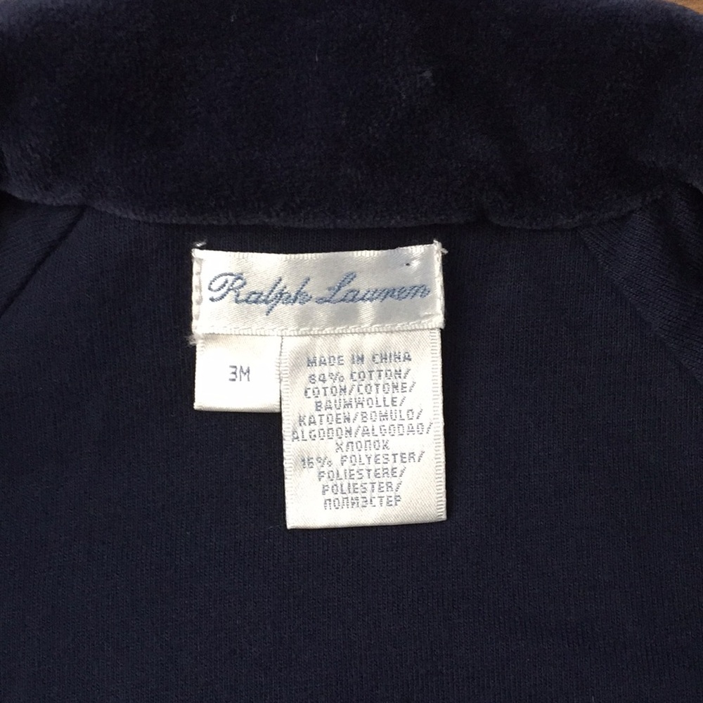 Ralph Lauren Infant Velour Outfit Set 3M Navy Blue - Picture 2 of 5